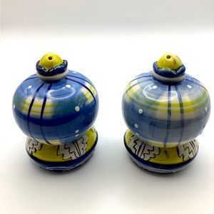 Blue Sky Ceramic Suncheck Salt & Pepper Shakers